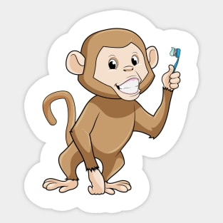 Monkey with Toothbrush Sticker